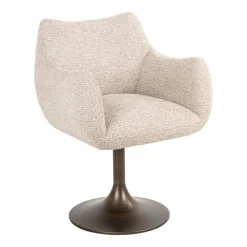 Richmond Interiors Beige Eetkamerstoelen|Eetkamerstoelen Met Armleuning|Draaibare Eetkamerstoel Aldo Linear stof, kleur Naturel