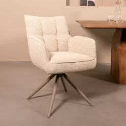 LABEL51 Eetkamerstoelen Bouclé / Teddy|Draaibare Eetkamerstoelen|Draaibare Eetkamerstoel Amalfi Bouclé