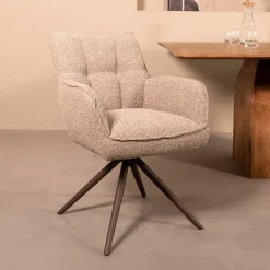 LABEL51 Eetkamerstoelen Bouclé / Teddy|Draaibare Eetkamerstoelen|Draaibare Eetkamerstoel Amalfi Bouclé