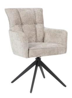 Tower Living Beige Eetkamerstoelen|Draaibare Eetkamerstoelen|Draaibare Eetkamerstoel Bardi Geweven stof