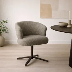 Livingfurn Eetkamerstoelen Met Armleuning|Draaibare Eetkamerstoel Blake Geweven stof, kleur Desert