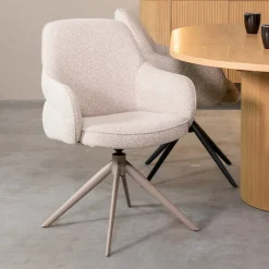 LABEL51 Eetkamerstoelen Bouclé / Teddy|Draaibare Eetkamerstoelen|Draaibare Eetkamerstoel Bern Bouclé