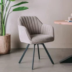 Tower Living Beige Eetkamerstoelen|Draaibare Eetkamerstoelen|Draaibare Eetkamerstoel Bruno