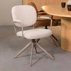 LABEL51 Eetkamerstoelen Bouclé / Teddy|Draaibare Eetkamerstoelen|Draaibare Eetkamerstoel Basel Bouclé