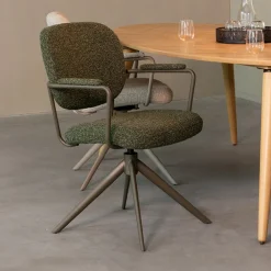 LABEL51 Eetkamerstoelen Bouclé / Teddy|Draaibare Eetkamerstoelen|Draaibare Eetkamerstoel Basel Bouclé