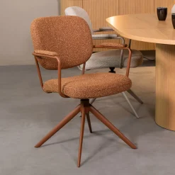 LABEL51 Eetkamerstoelen Bouclé / Teddy|Draaibare Eetkamerstoelen|Draaibare Eetkamerstoel Basel Bouclé