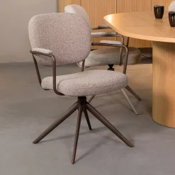 LABEL51 Eetkamerstoelen Bouclé / Teddy|Draaibare Eetkamerstoelen|Draaibare Eetkamerstoel Basel Bouclé