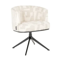 Richmond Interiors Beige Eetkamerstoelen|Draaibare Eetkamerstoelen|Draaibare Eetkamerstoel Cheyenne Graffic stof, kleur Beige