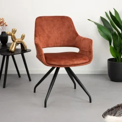Livingfurn Eetkamerstoelen Velvet / Fluweel|Beige Eetkamerstoelen|Draaibare Eetkamerstoel Capp Velvet