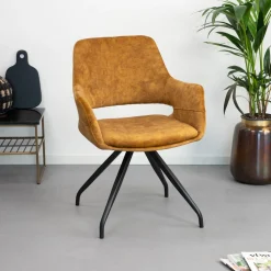 Livingfurn Eetkamerstoelen Velvet / Fluweel|Beige Eetkamerstoelen|Draaibare Eetkamerstoel Capp Velvet