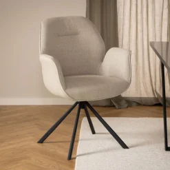Bendt Beige Eetkamerstoelen|Draaibare Eetkamerstoelen|Draaibare Eetkamerstoel Chandler Stof met armleuning Beige
