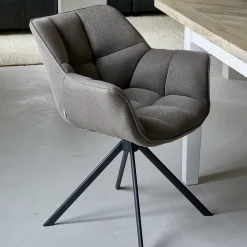 Rivièra Maison Draaibare Eetkamerstoelen|Eetkamerstoelen Met Armleuning|Draaibare Eetkamerstoel Carnaby kleur Dark Taupe
