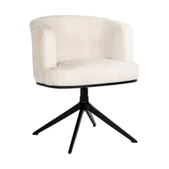 Richmond Interiors Chenille Eetkamerstoelen|Beige Eetkamerstoelen|Draaibare Eetkamerstoel Cheyenne Chenille, kleur Off White