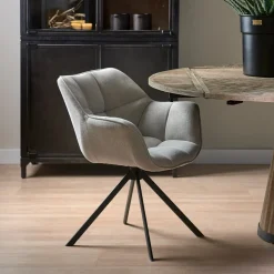 Rivièra Maison Beige Eetkamerstoelen|Draaibare Eetkamerstoelen|Draaibare Eetkamerstoel Carnaby Linen, kleur Fabulous Flax