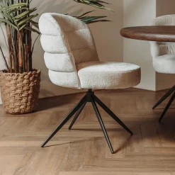Tower Living Chenille Eetkamerstoelen|Draaibare Eetkamerstoelen|Draaibare Eetkamerstoel Carro Chenille