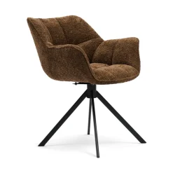 Rivièra Maison Chenille Eetkamerstoelen|Draaibare Eetkamerstoelen|Draaibare Eetkamerstoel Carnaby Chenille, kleur Umber Brown