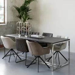 Rivièra Maison Draaibare Eetkamerstoelen|Eetkamerstoelen Met Armleuning|Draaibare Eetkamerstoel Carnaby Velvet III, kleur Antraciet
