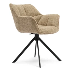 Rivièra Maison Chenille Eetkamerstoelen|Beige Eetkamerstoelen|Draaibare Eetkamerstoel Carnaby Chenille, kleur Soft Walnut