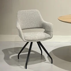 Livingfurn Beige Eetkamerstoelen|Draaibare Eetkamerstoelen|Draaibare Eetkamerstoel Capp Geweven stof