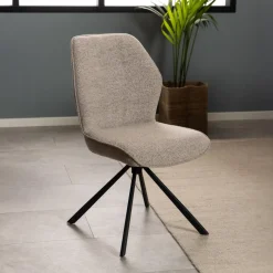 Bendt Beige Eetkamerstoelen|Eetkamerstoelen Bouclé / Teddy|Draaibare Eetkamerstoel Chandler Bouclé Beige