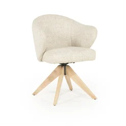 Eleonora Beige Eetkamerstoelen|Draaibare Eetkamerstoelen|Draaibare Eetkamerstoel Connor Eiken onderstel