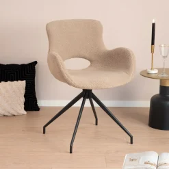 Tower Living Eetkamerstoelen Bouclé / Teddy|Draaibare Eetkamerstoelen|Draaibare Eetkamerstoel Campo Teddy
