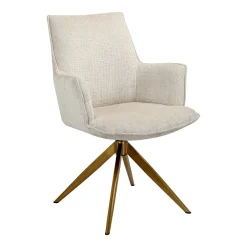 Richmond Interiors Chenille Eetkamerstoelen|Beige Eetkamerstoelen|Draaibare Eetkamerstoel Dakota Met armleuning, Chenille, kleur Beige