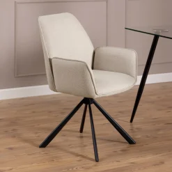 Bendt Beige Eetkamerstoelen|Draaibare Eetkamerstoelen|Draaibare Eetkamerstoel Dantrell