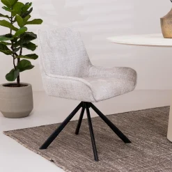 Sohome Chenille Eetkamerstoelen|Beige Eetkamerstoelen|Draaibare Eetkamerstoel Erika Chenille