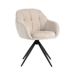 LABEL51 Draaibare Eetkamerstoelen|Eetkamerstoelen Met Armleuning|Draaibare Eetkamerstoel Esma Elite stof Naturel/Zwart