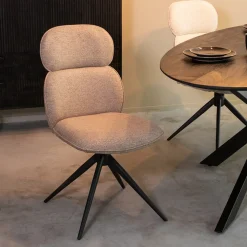 LABEL51 Eetkamerstoelen Bouclé / Teddy|Draaibare Eetkamerstoelen|Draaibare Eetkamerstoel Finn Bouclé