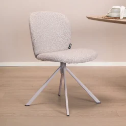 WOOOD Chenille Eetkamerstoelen|Eetkamerstoelen Bouclé / Teddy|Draaibare Eetkamerstoel Femke Bouclé