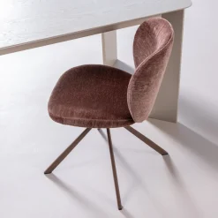 WOOOD Chenille Eetkamerstoelen|Eetkamerstoelen Bouclé / Teddy|Draaibare Eetkamerstoel Femke Bouclé