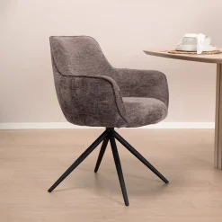 Tower Living Chenille Eetkamerstoelen|Beige Eetkamerstoelen|Draaibare Eetkamerstoel Fondo Chenille