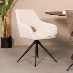 LABEL51 Eetkamerstoelen Bouclé / Teddy|Draaibare Eetkamerstoelen|Draaibare Eetkamerstoel Finley Bouclé