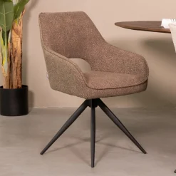 LABEL51 Eetkamerstoelen Bouclé / Teddy|Draaibare Eetkamerstoelen|Draaibare Eetkamerstoel Finley Bouclé