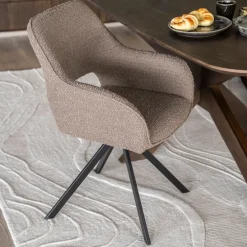 Eleonora Beige Eetkamerstoelen|Eetkamerstoelen Bouclé / Teddy|Draaibare Eetkamerstoel Fabio Bouclé