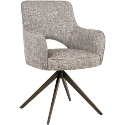 Richmond Interiors Draaibare Eetkamerstoelen|Eetkamerstoelen Met Armleuning|Draaibare Eetkamerstoel Ginerva Tweed stof, kleur Earth Ecru