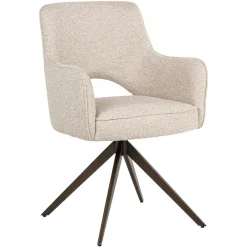 Richmond Interiors Beige Eetkamerstoelen|Eetkamerstoelen Bouclé / Teddy|Draaibare Eetkamerstoel Ginerva Bouclé, kleur Crème Cru00e8me