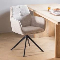 WOOOD Draaibare Eetkamerstoelen|Eetkamerstoelen Met Armleuning|Draaibare Eetkamerstoel Grant Melange stof