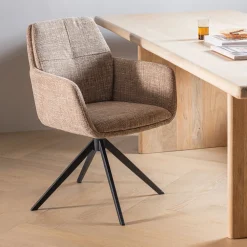 WOOOD Draaibare Eetkamerstoelen|Eetkamerstoelen Met Armleuning|Draaibare Eetkamerstoel Grant Melange stof
