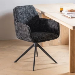 WOOOD Draaibare Eetkamerstoelen|Eetkamerstoelen Met Armleuning|Draaibare Eetkamerstoel Grant Melange stof
