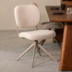 LABEL51 Eetkamerstoelen Bouclé / Teddy|Draaibare Eetkamerstoelen|Draaibare Eetkamerstoel Geneva Bouclé