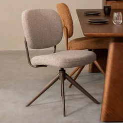 LABEL51 Eetkamerstoelen Bouclé / Teddy|Draaibare Eetkamerstoelen|Draaibare Eetkamerstoel Geneva Bouclé