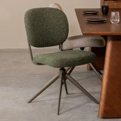 LABEL51 Eetkamerstoelen Bouclé / Teddy|Draaibare Eetkamerstoelen|Draaibare Eetkamerstoel Geneva Bouclé