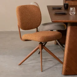 LABEL51 Eetkamerstoelen Bouclé / Teddy|Draaibare Eetkamerstoelen|Draaibare Eetkamerstoel Geneva Bouclé