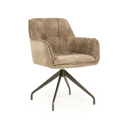 Eleonora Chenille Eetkamerstoelen|Beige Eetkamerstoelen|Draaibare Eetkamerstoel Hugo Chenille