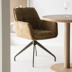 Eleonora Chenille Eetkamerstoelen|Beige Eetkamerstoelen|Draaibare Eetkamerstoel Hugo Chenille