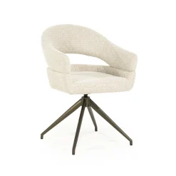 Eleonora Beige Eetkamerstoelen|Eetkamerstoelen Bouclé / Teddy|Draaibare Eetkamerstoel Hailey Bouclé