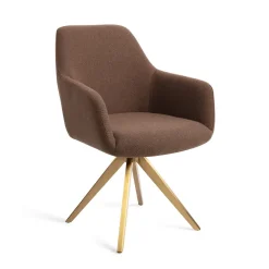 Jesper Home Beige Eetkamerstoelen|Draaibare Eetkamerstoelen|Draaibare Eetkamerstoel Hiroo Turn Gold
